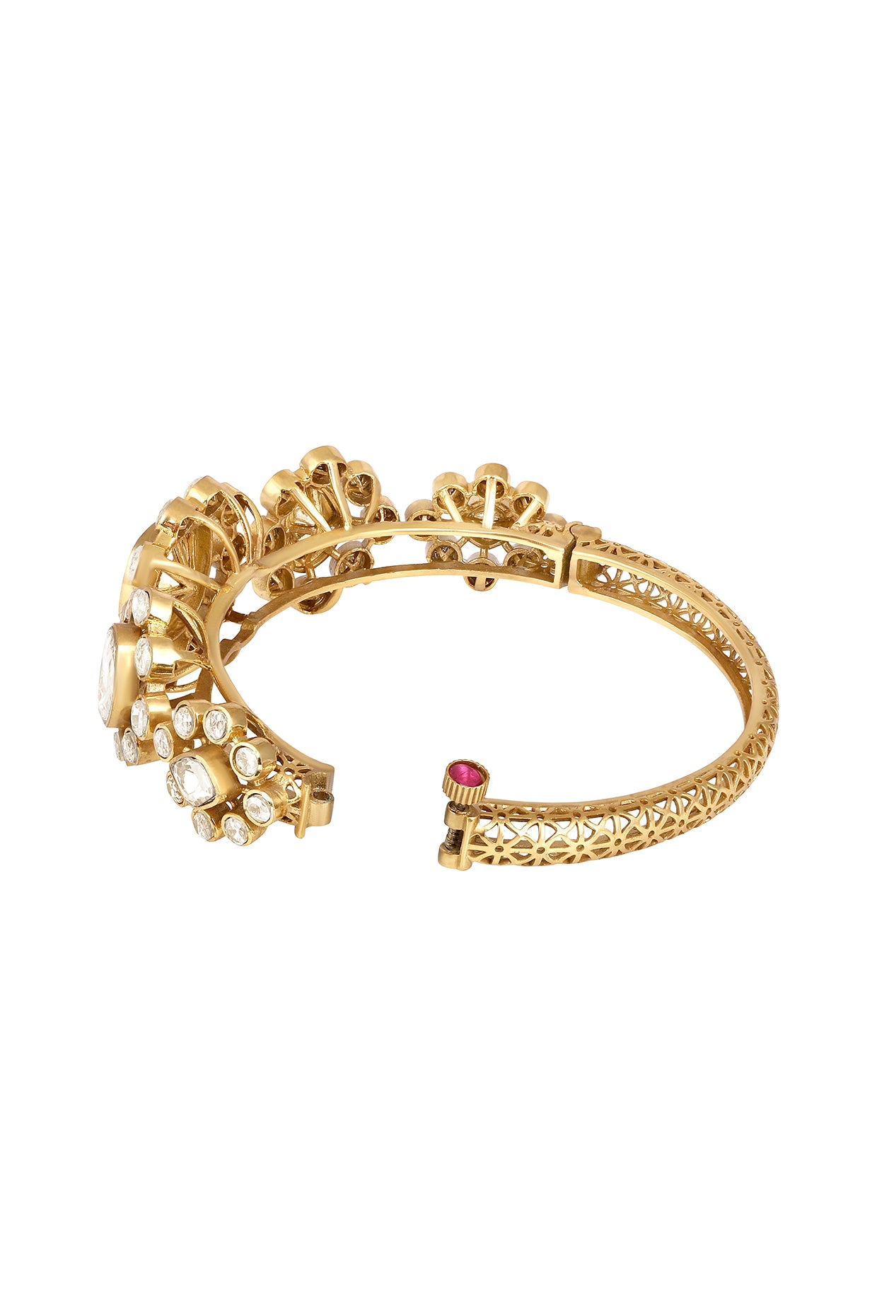 Bracelet in gold tone brass with Lv Kundan Polki (Yellow Polki), Have Been Used