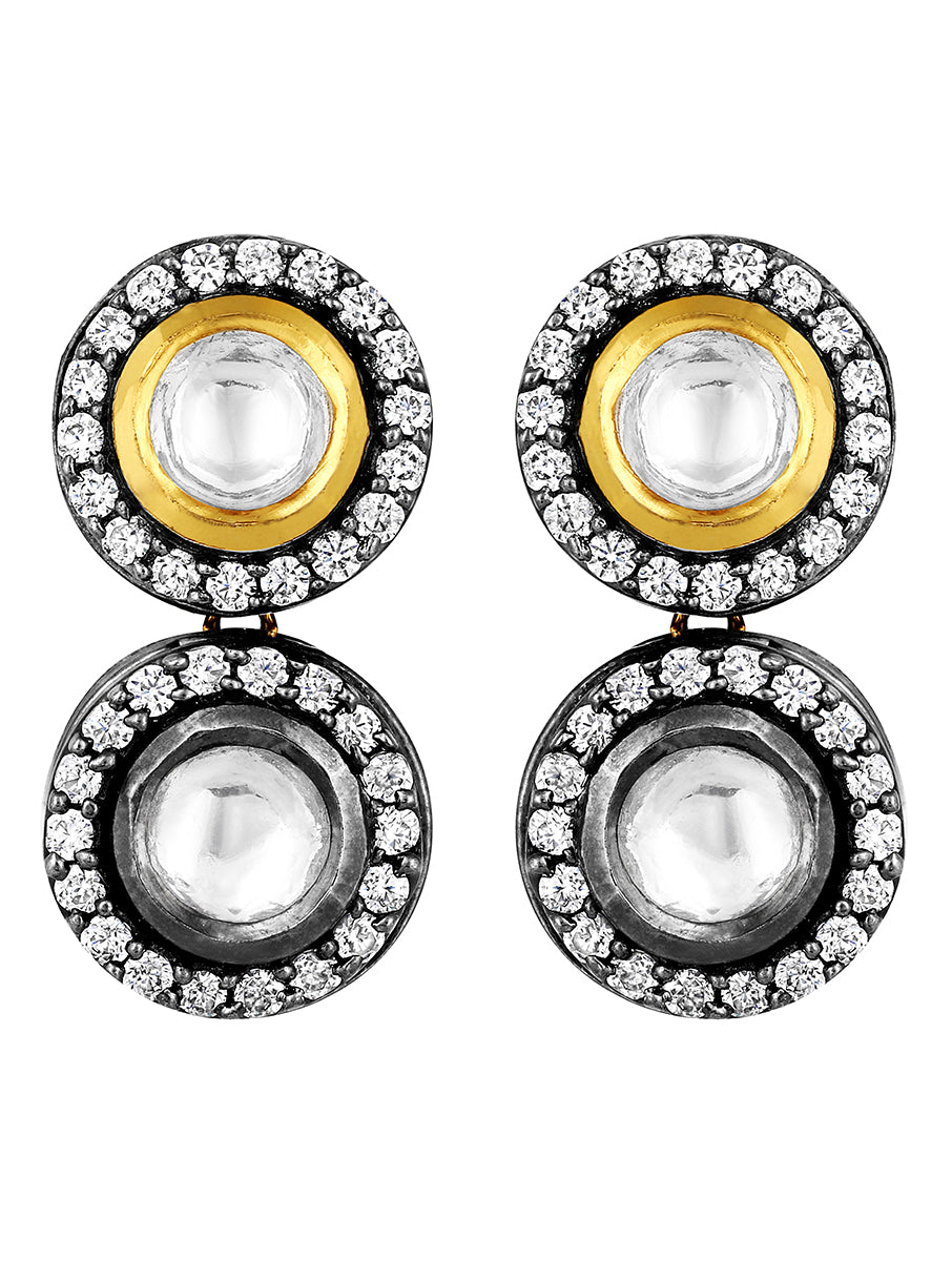 Gold polished brass Earring with Diamond Kundan Polki