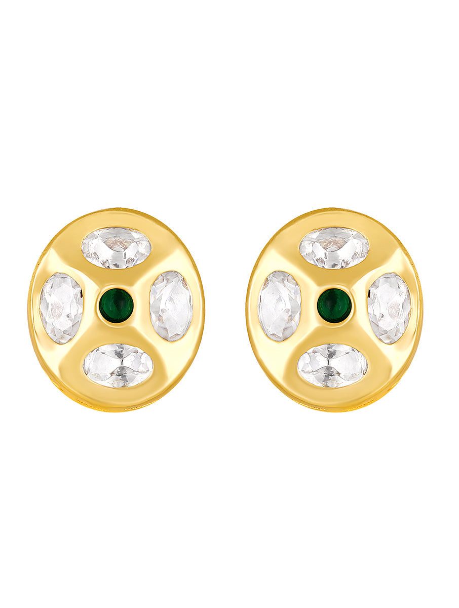 Earring with gold polished brass & Kundan Polki,