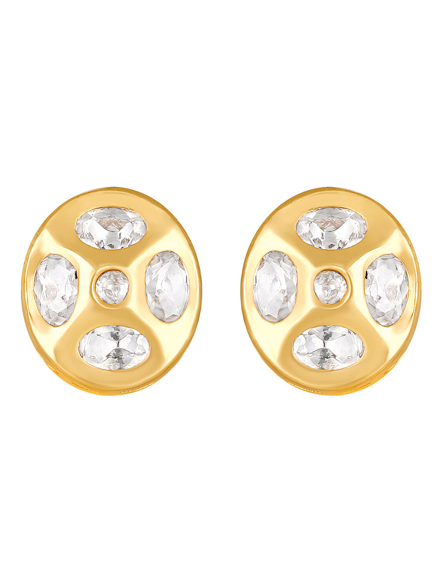 Designer Earring with gold polished brass & Kundan Polki