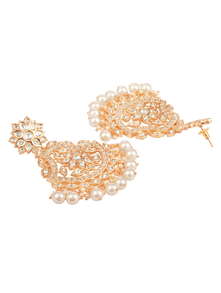 Earring with Gold polished Brass, & Pearls