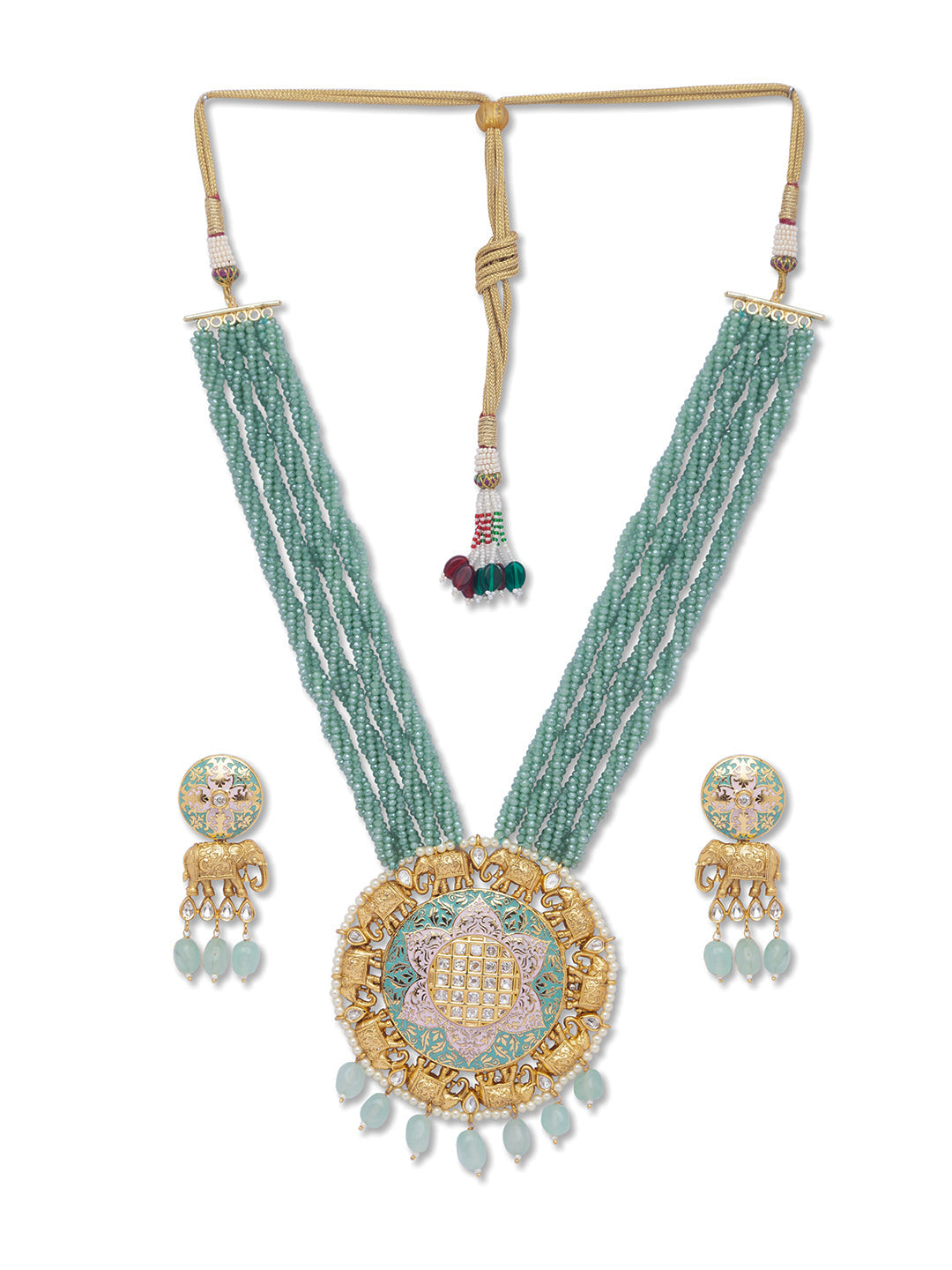 Golden Polish Necklace with Italian Crystals & Onyx Tumbles