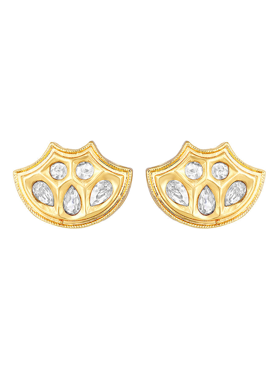 Necklace with gold polished brass, Kundan Polki & Shell pearls