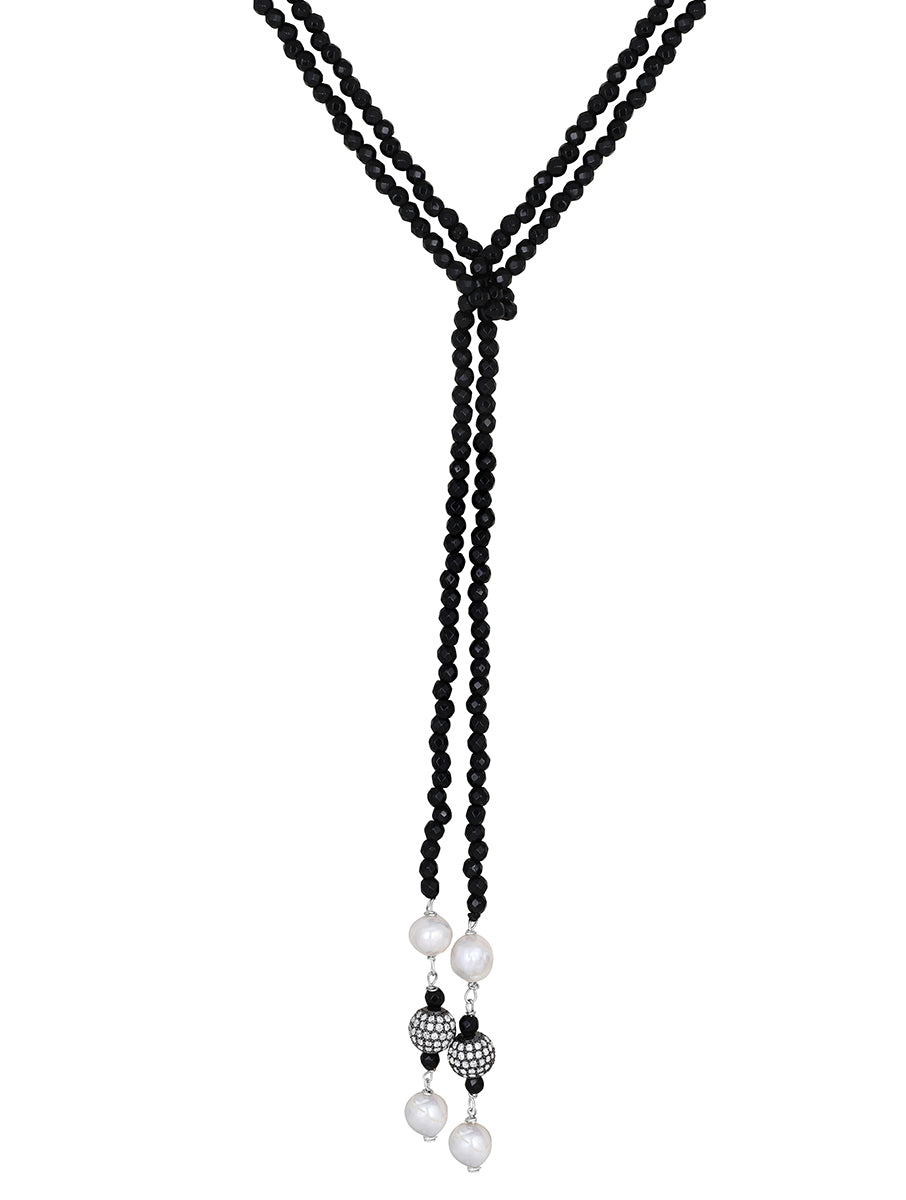 Designer Necklace with gold Finished brass,Agate, Baroque pearl & Cz diamond ball.