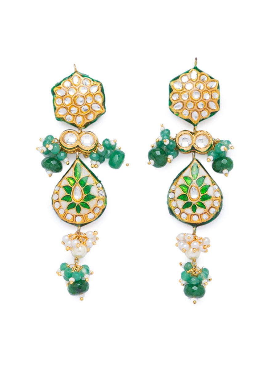 Necklace with Golden Polish Brass, & kundan Polki