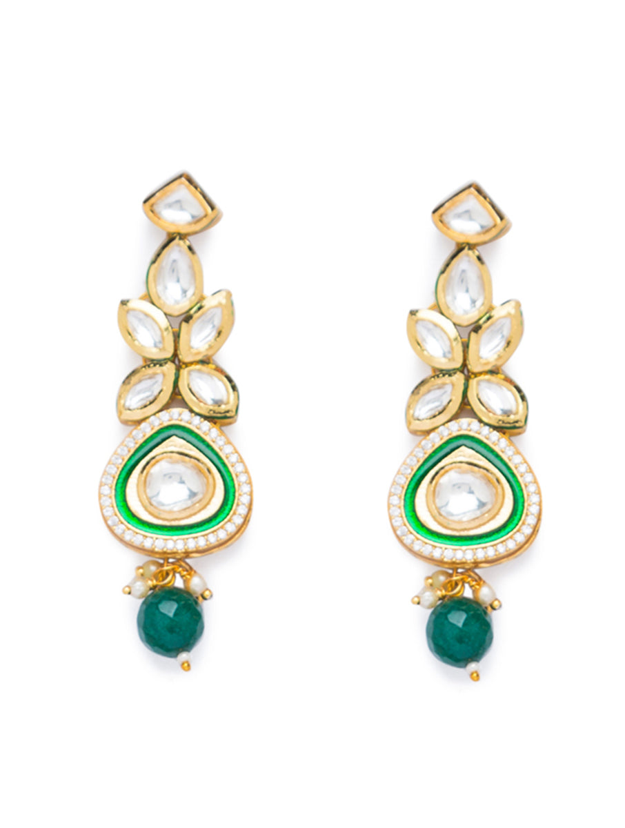 Necklace set Gold Polish Brass, Shell Pearls, Agate Beads, & Kundan Polki