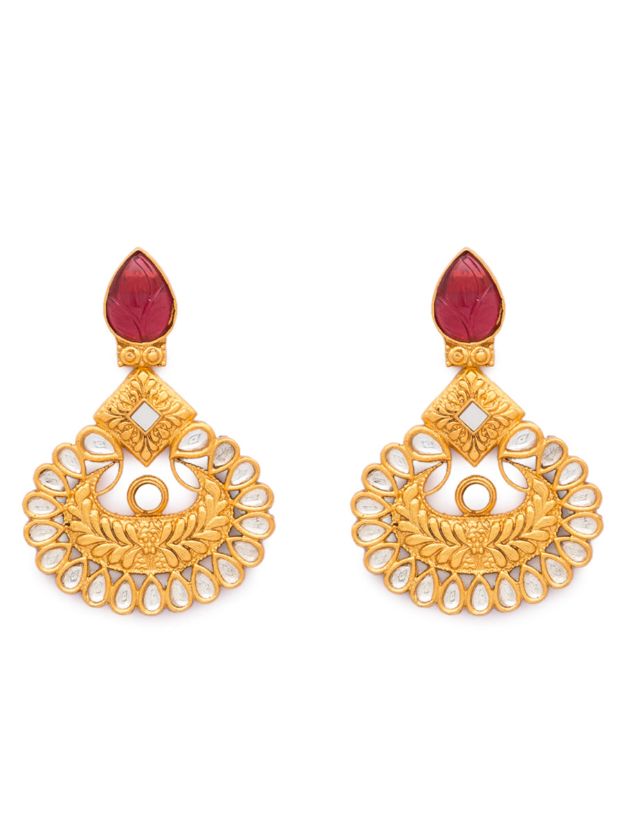Earring with Gold polished Brass, & Tourmalline Stone