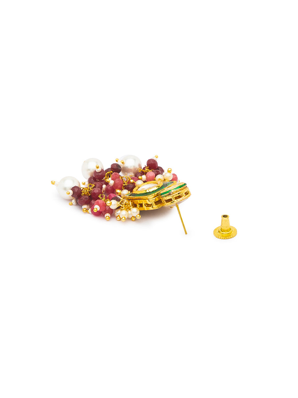 Gold Polish Earring with Kundan Polki work & Shell Pearls