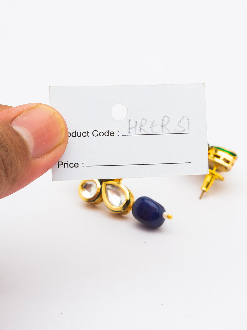 Golden Polish Earring with Kundan Polki work & Color Agate