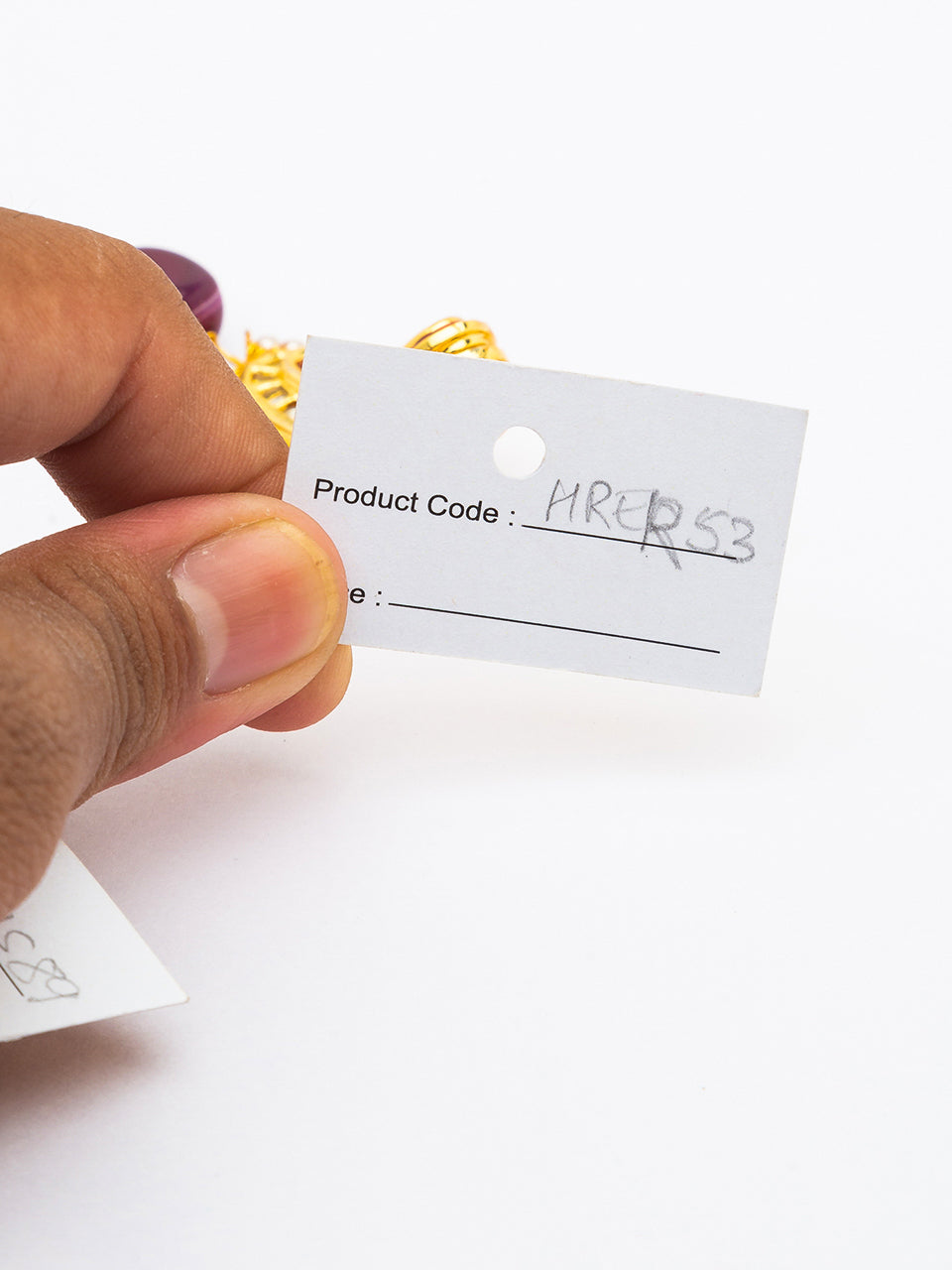 Pair of Golden Polished Earring with Kundan Polki & Onyx Tumbles