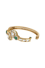 Bracelet in gold tone brass with Lv Kundan Polki( Yellow Polki), Zircon Diamond, Synthetic Emerald Have Been Used
