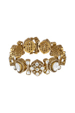 Bracelet in mehandi polish brass with Kundan Polki, Zircon Diamond, Have Been Used