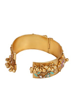 Bangles in gold tone brass with Kundan Polki, Enamel, Gold Ghungroo, Have Been Used