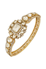 Bracelet in gold tone brass with Lv Kundan Polki (Yellow Polki), Zircon Diamond, Have Been Used