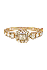 Bracelet in gold tone brass with Lv Kundan Polki (Yellow Polki), Zircon Diamond, Have Been Used
