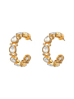 Gold Hoop Earrings with Kundan Polki
