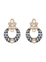 Blue & Gold Kundan Polki Chaandbali Earrings