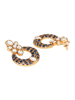 Blue & Gold Kundan Polki Chaandbali Earrings