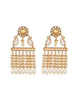 Gold Kundan Polki Dangler Earrings