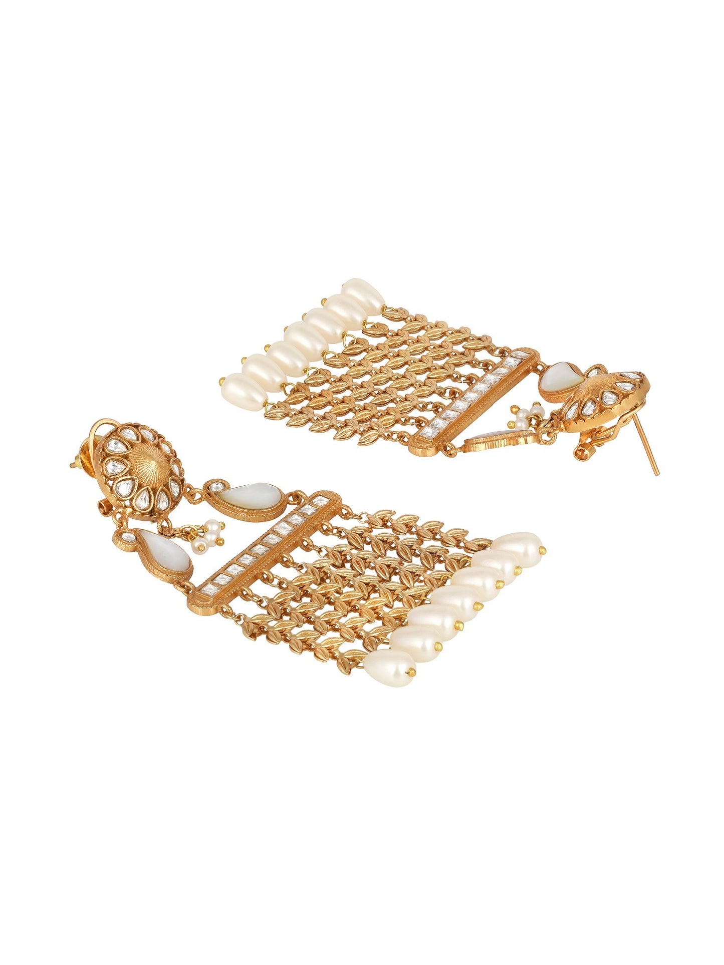 Gold Kundan Polki Dangler Earrings