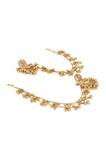 Danglers With Attach Ghungroo Ear Chain in gold tone brass with Pearls, Kundan Polki, Gold Ghungroo, Have Been Used