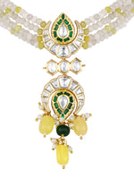 Choker in gold with Micron gold polish brass, Agates, moissanite kundan polki, hand paint meena , tumbles,pearls