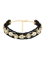 Dog Collar Choker in gold with micron gold polish brass, agates,moissanite kundn polki, pearl, mother of pearl,