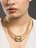 Choker in gold with Micron gold polish brass, cz diamond ,crystal, pearls