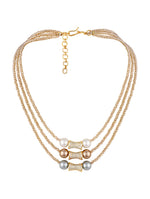 Choker in gold with Micron gold polish brass, cz diamond ,crystal, pearls