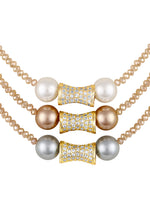 Choker in gold with Micron gold polish brass, cz diamond ,crystal, pearls
