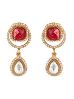 Choker in gold with Mosanite Kundan polki, Zirconia, Natual navratna onyx stones