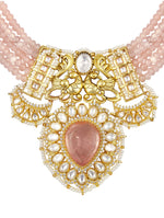 Choker in gold with Micron Gold Polished Brass with mosanite kundan polki. Agates and natural onyx doublet