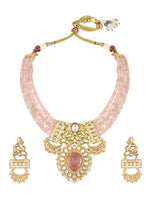Choker in gold with Micron Gold Polished Brass with mosanite kundan polki. Agates and natural onyx doublet