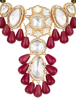 Necklace Set in gold with Micron Gold Polished Brass ,mosanite kundan polki onyx tumbles, zirconia. MOther of Pearl