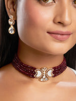 Choker in gold with Micron Gold Polished Brass ,mosanite kundan polki, zirconia, Agates, Mother of Pearl