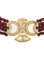 Choker in gold with Micron Gold Polished Brass ,mosanite kundan polki, zirconia, Agates, Mother of Pearl