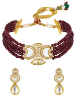 Choker in gold with Micron Gold Polished Brass ,mosanite kundan polki, zirconia, Agates, Mother of Pearl