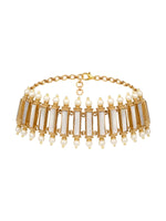 Choker in gold tone brass with Mother Of Pearl, Pearl
