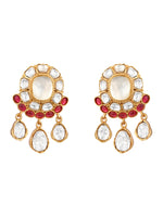 Choker in gold tone brass with Mosanite Kundan Polki, Cz Diamonds, Synthetic Ruby