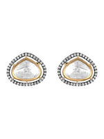 necklace in dual tone brass with kundan polki cz diamonds onyx jasper