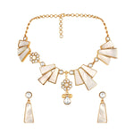 Choker in gold tone brass with Mother Of Pearl, Moissanite Kundan Polki