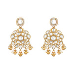 Choker in gold tone brass with Moissanite Kundan Polki, Cubic Zirconia, Pearl