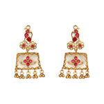 Choker in gold tone brass with Mother Of Pearl, Moissanite Kundan Polki, Synthetic Ruby