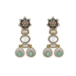 Choker in dual tone brass with Cubic Zirconia, Moissanite Kundan Polki, Onyx, Synthetic Stones