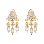 Choker in gold tone brass with Shell Pearl, Mother Of Pearl, Moissanite Kundan Polki, Cubic Zirconia