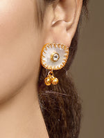 Choker in gold tone brass with Moissanite Kundan Polki, Mother Of Pearl, Pearls