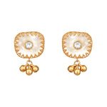 Choker in gold tone brass with Moissanite Kundan Polki, Mother Of Pearl, Pearls