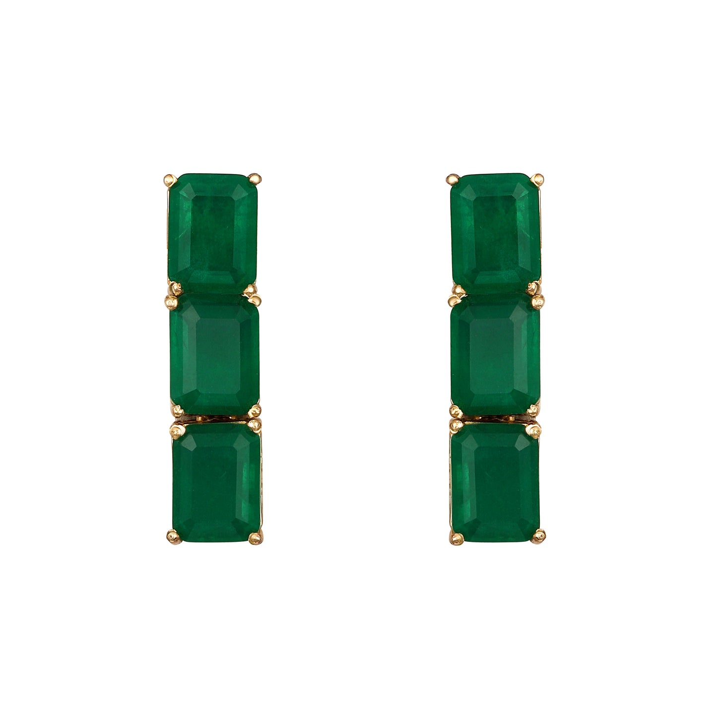 Choker in gold tone brass with Synthetic Emerald