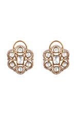 Choker in gold tone brass with Kundan Polki, Zircone Diamond
