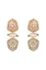 Choker in gold tone brass with Kundan Polki, Zircone Diamond, Enamel Stone, Agates Have Been Used